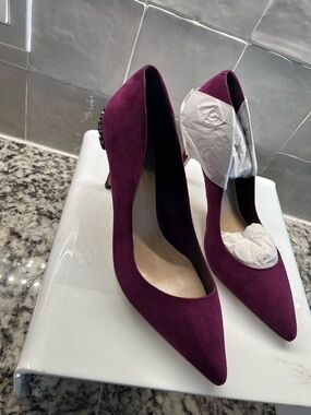 White House Black Market Plum Suede Pointed-Toe Stiletto Pumps